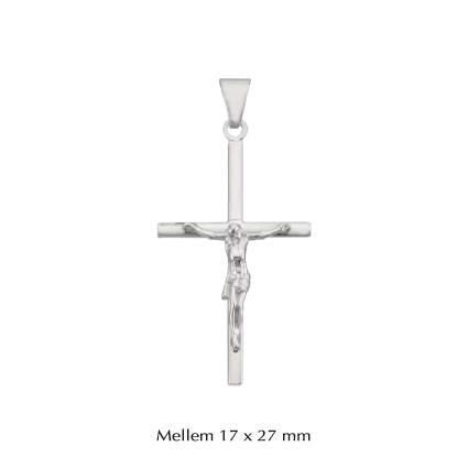 Korsvedhæng med Jesus i rhodineret sølv Medium 17 x 27 mm – BNH